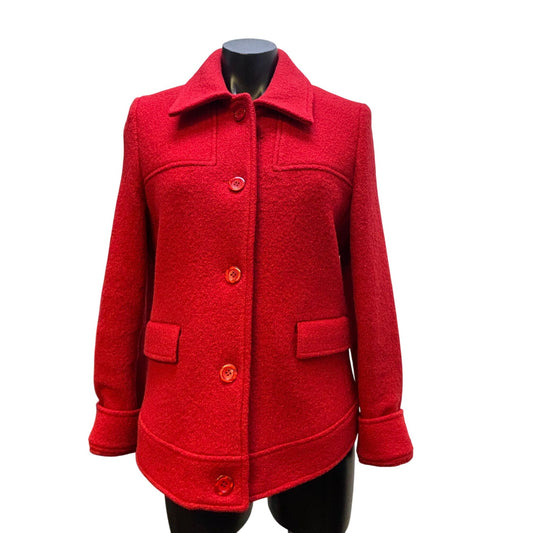 Neiman Marcus Red Wool Jacket Size 12 Button-Front