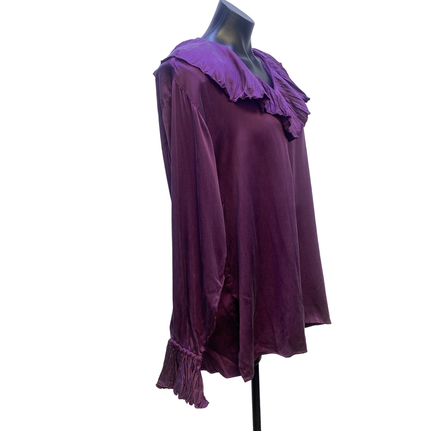 Double D Ranch Wear Purple Silk Button Blouse Size Medium