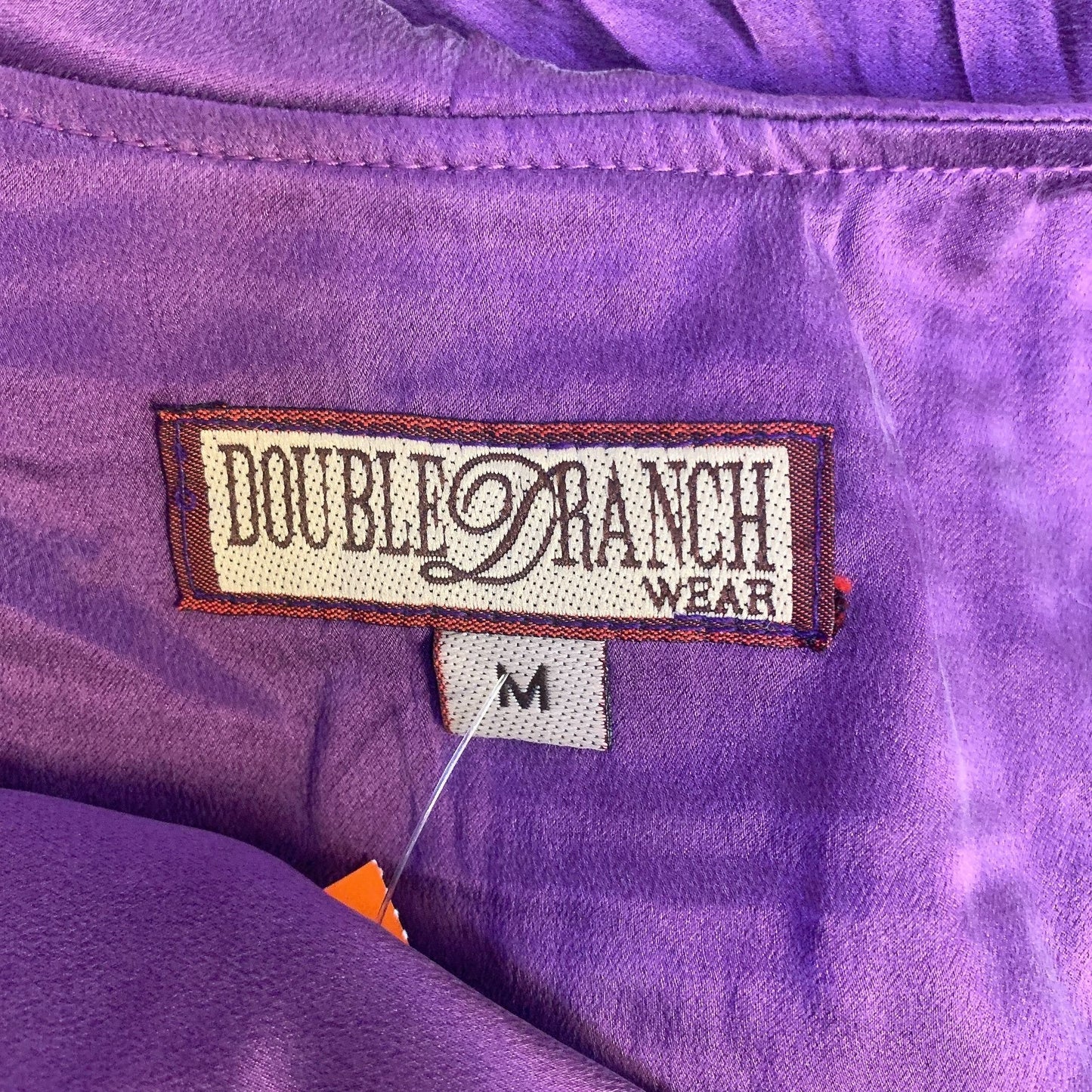 Double D Ranch Wear Purple Silk Button Blouse Size Medium