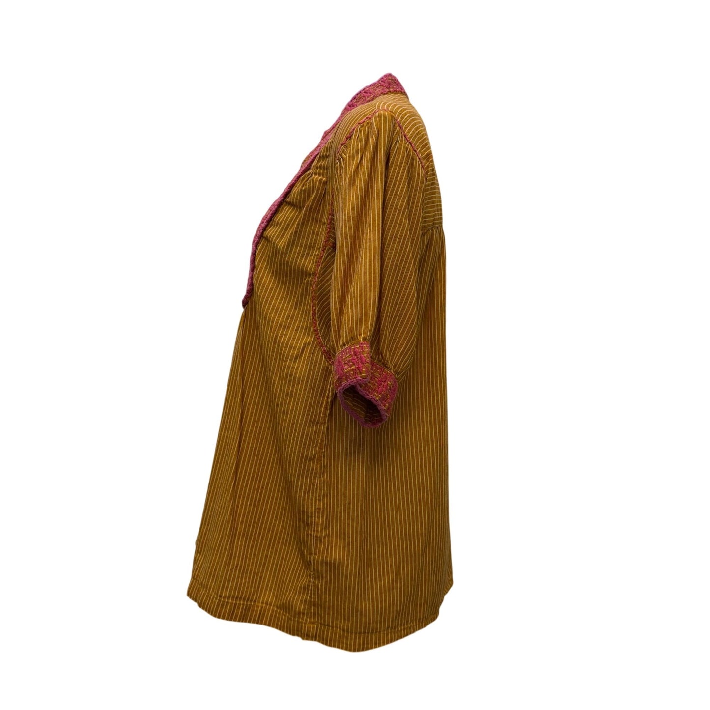 Sister Mary Boho Blouse With Embroidered Pink & Orange M