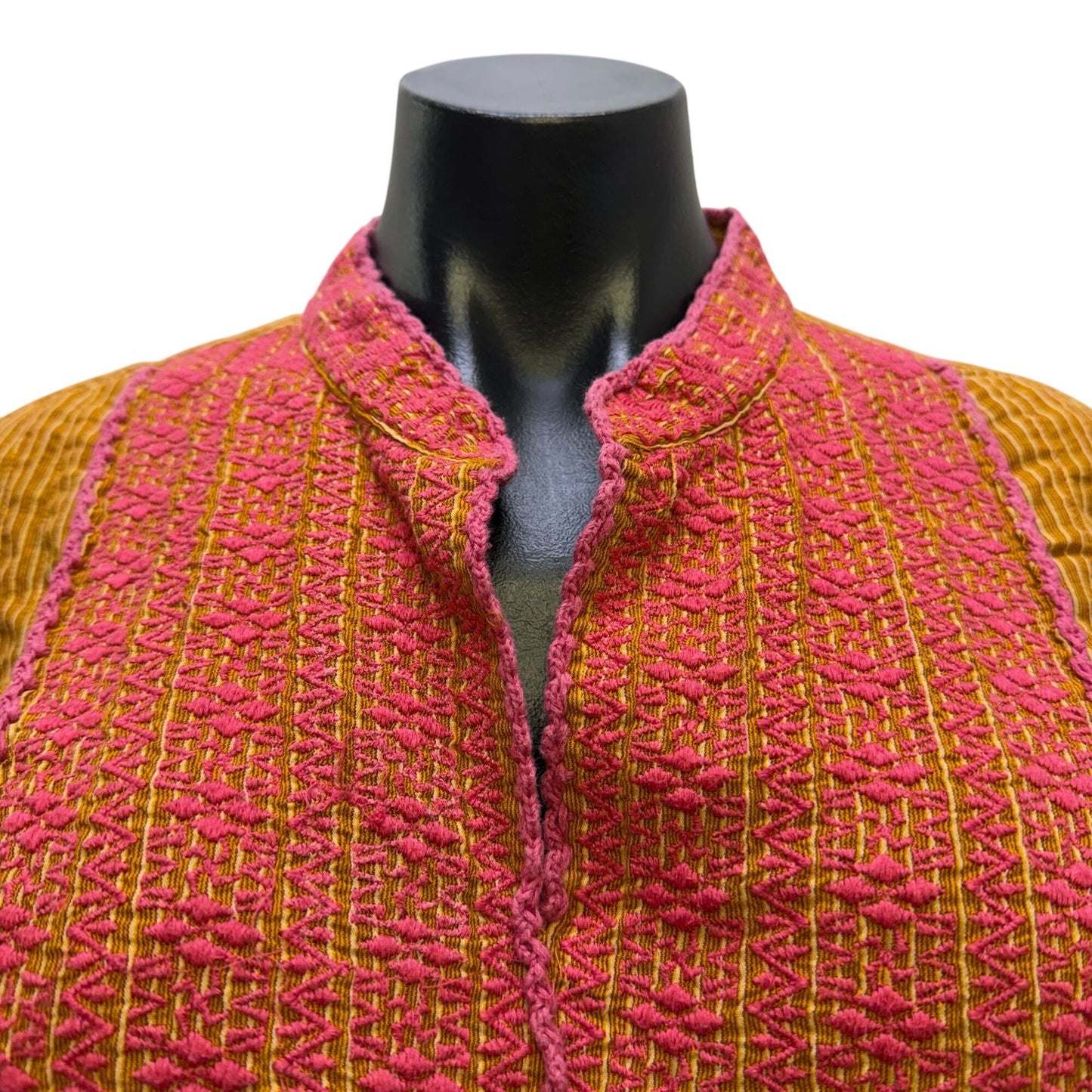 Sister Mary Boho Blouse With Embroidered Pink & Orange M