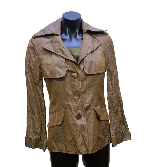 Lafayette 148 Shimmering Brown Trench-Style Jacket Size 0