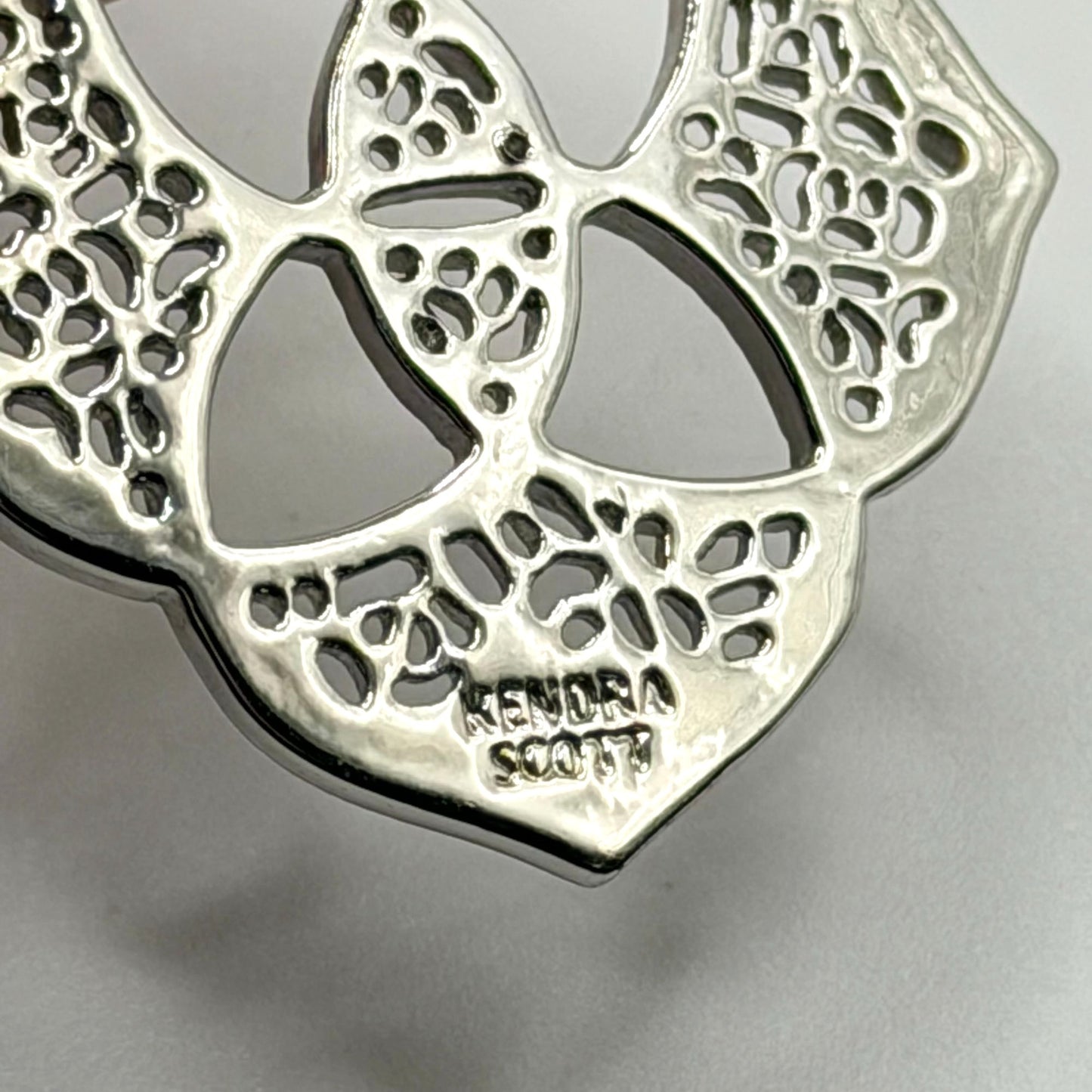 Kendra Scott Silver Filigree Drop Earrings Elegant Floral Design