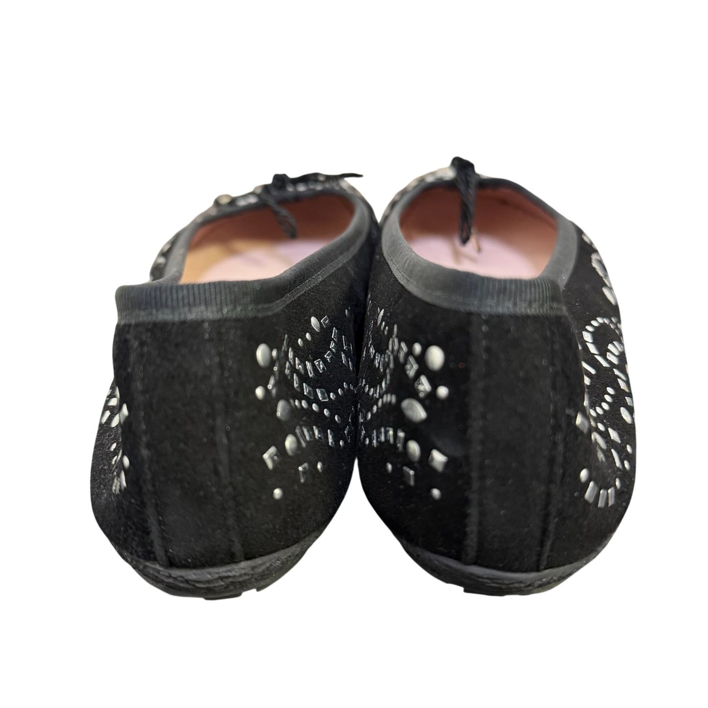 Paul Mayer Ladies Black Flats With Silver Ballet Style Shoes 8