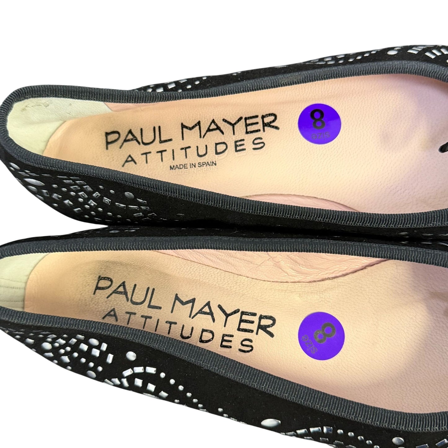 Paul Mayer Ladies Black Flats With Silver Ballet Style Shoes 8