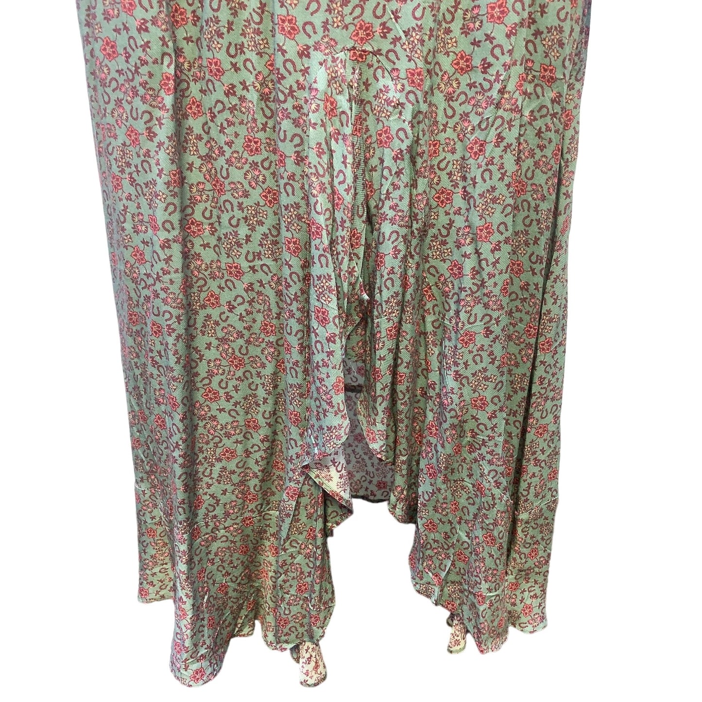 NWT Double D Ranch Wear Green w/Wine Print Maxi Skirt Size Medium