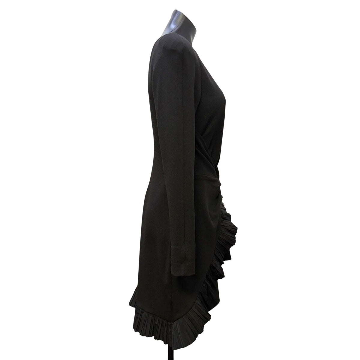 NWT One33 Social Black Long Sleeve Ruffle Wrap Dress Size 4