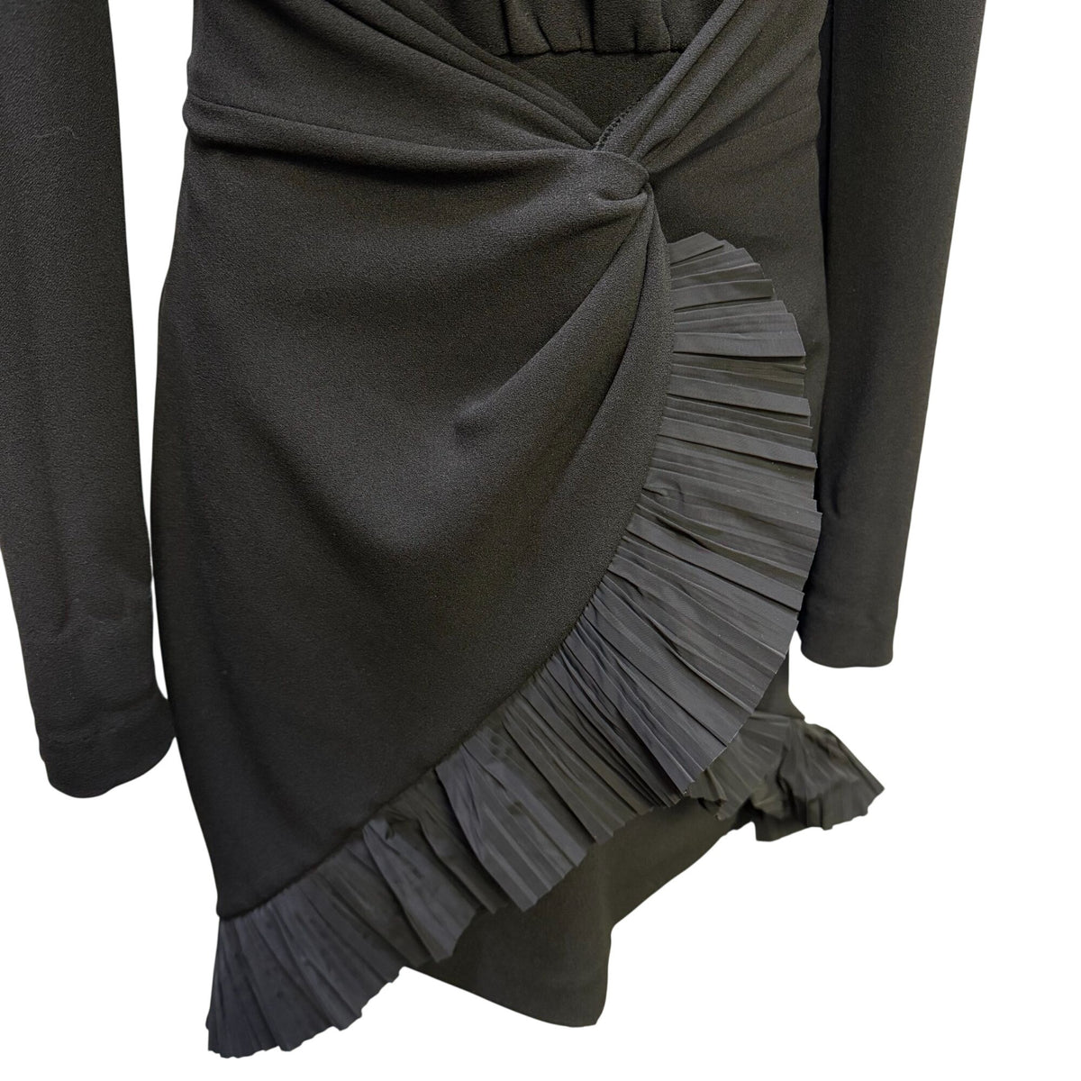 NWT One33 Social Black Long Sleeve Ruffle Wrap Dress Size 4