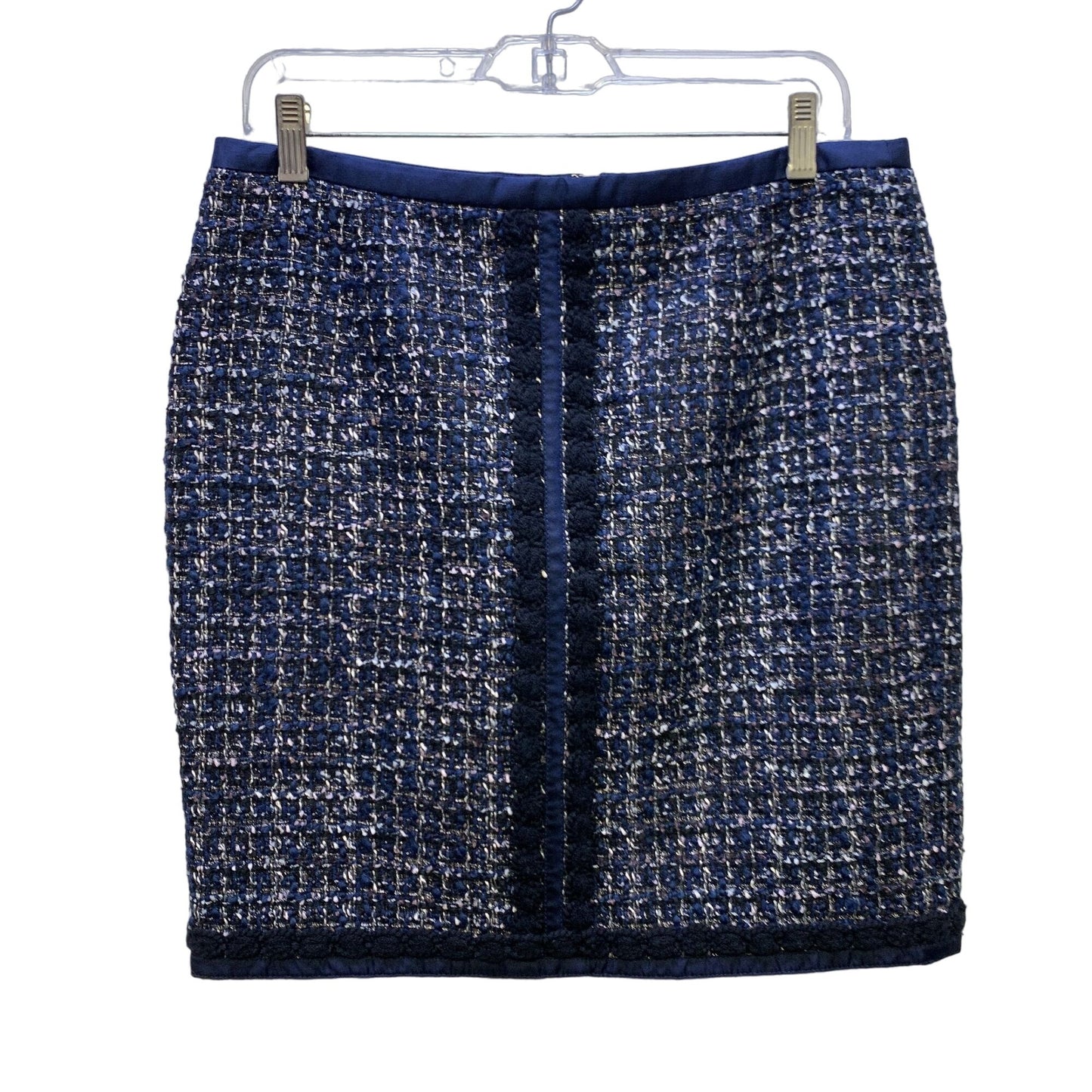 Tory Burch Women's Navy Tweed Pencil Skirt Size 10 Wool Acrylic