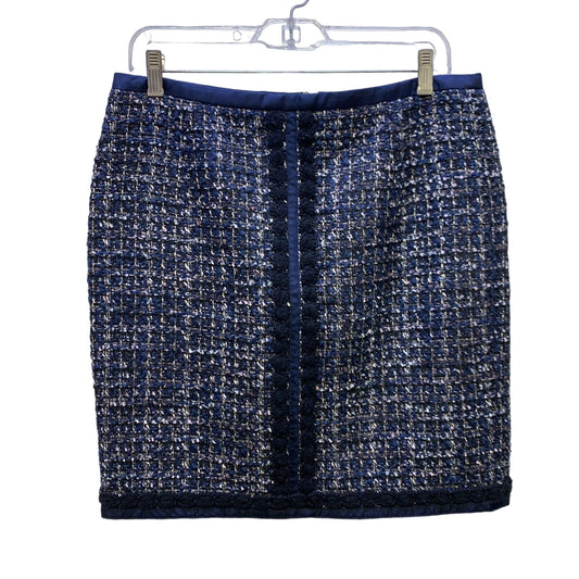 Tory Burch Women's Navy Tweed Pencil Skirt Size 10 Wool Acrylic