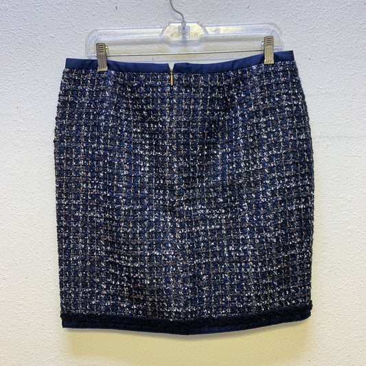 Tory Burch Women's Navy Tweed Pencil Skirt Size 10 Wool Acrylic