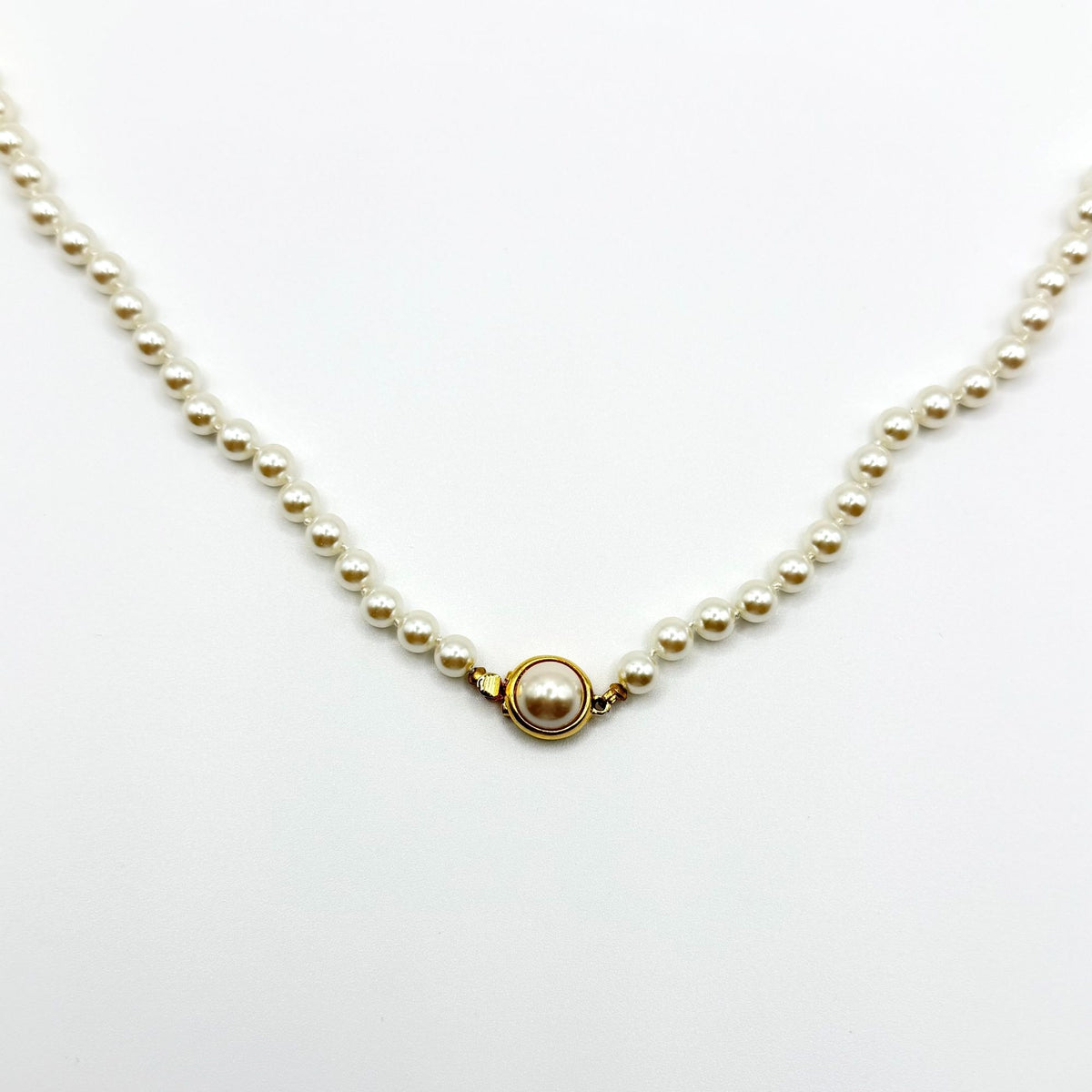 Carolee White Glass Pearl Necklace With Gold-Tone