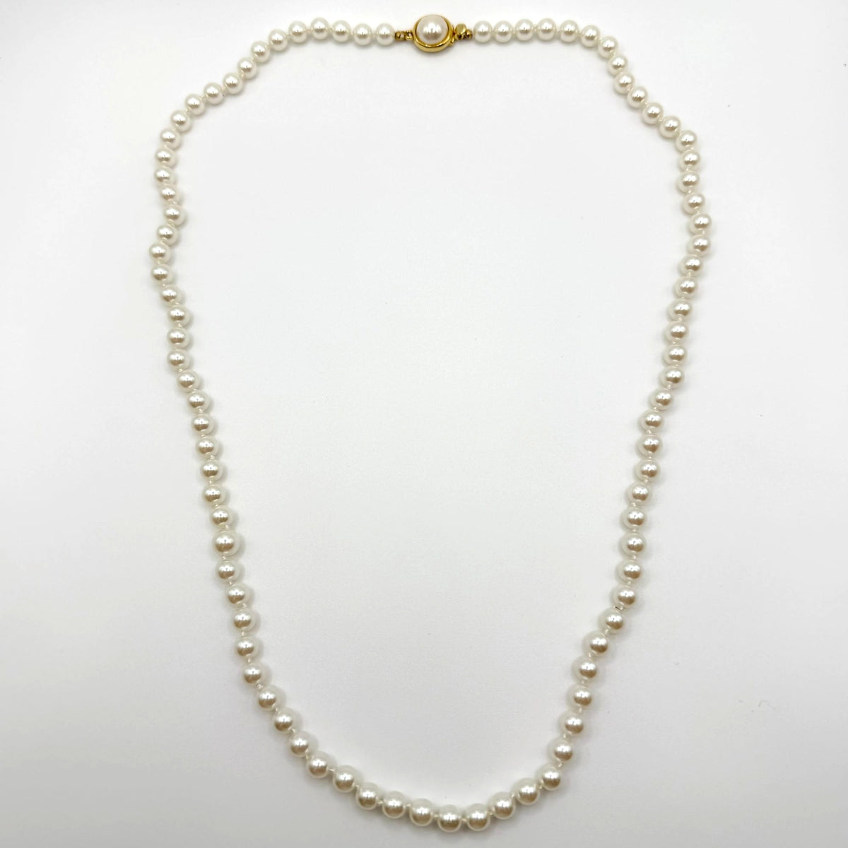 Carolee White Glass Pearl Necklace With Gold-Tone