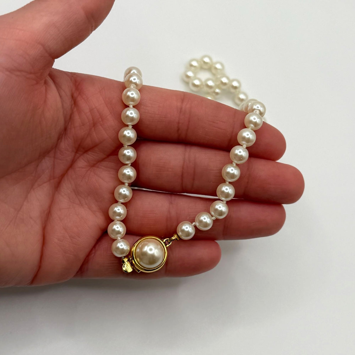Carolee White Glass Pearl Necklace With Gold-Tone