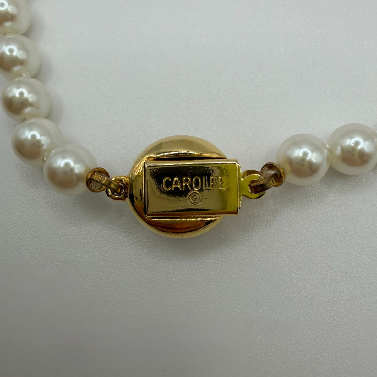 Carolee White Glass Pearl Necklace With Gold-Tone