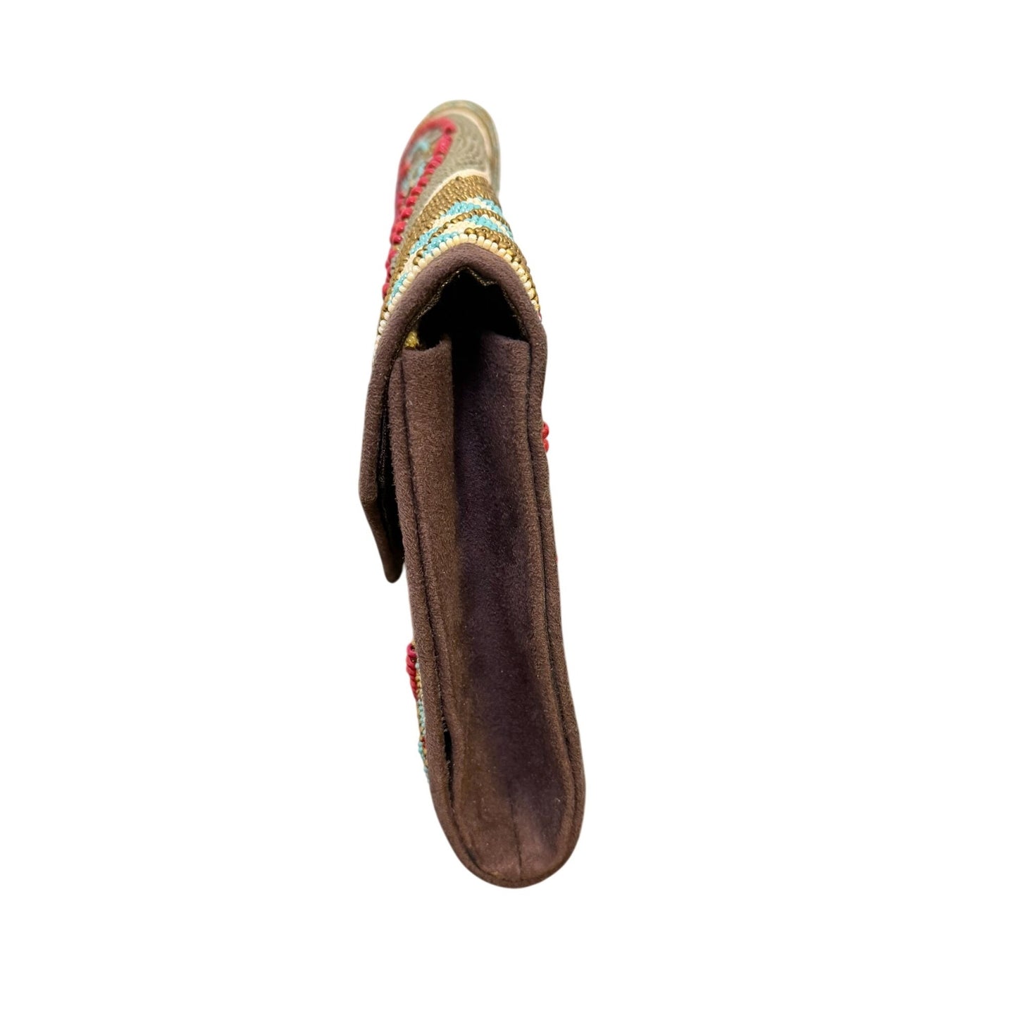 Mary Frances Turquoise Power Beaded Clutch Bag With Chain Strap