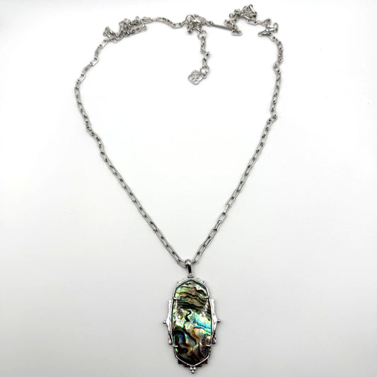 Kendra Scott Abalone Pendant Necklace In Silver-Tone