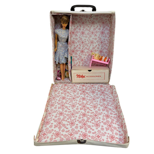 Vintage Barbie Doll Case With Doll Clothing & Accessories By Mattel