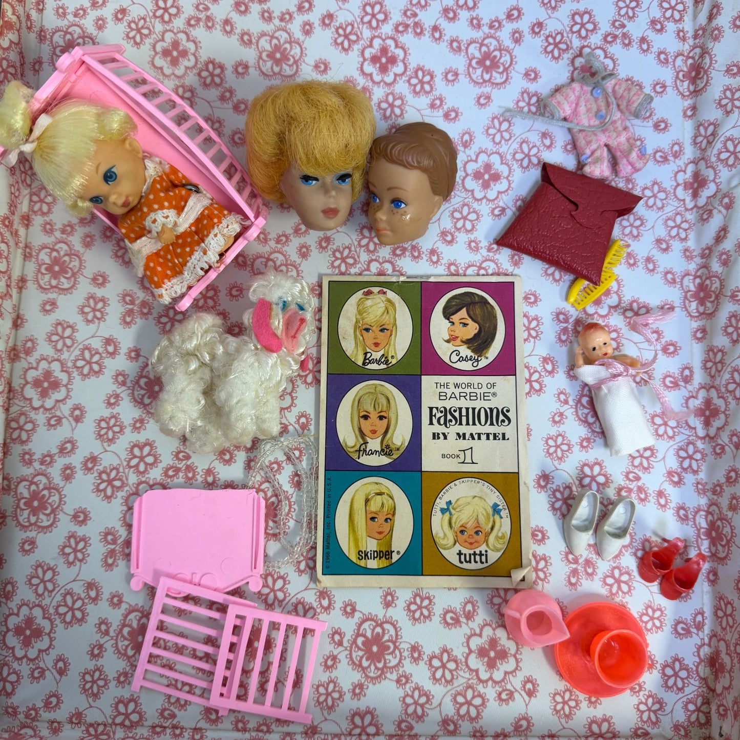Vintage Barbie Doll Case With Doll Clothing & Accessories By Mattel