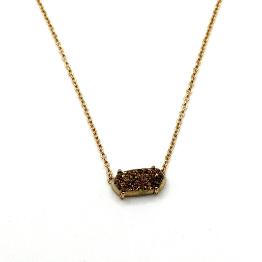 Kendra Scott Elisa Gold Drusy Pendant Necklace With Adjustable Chain