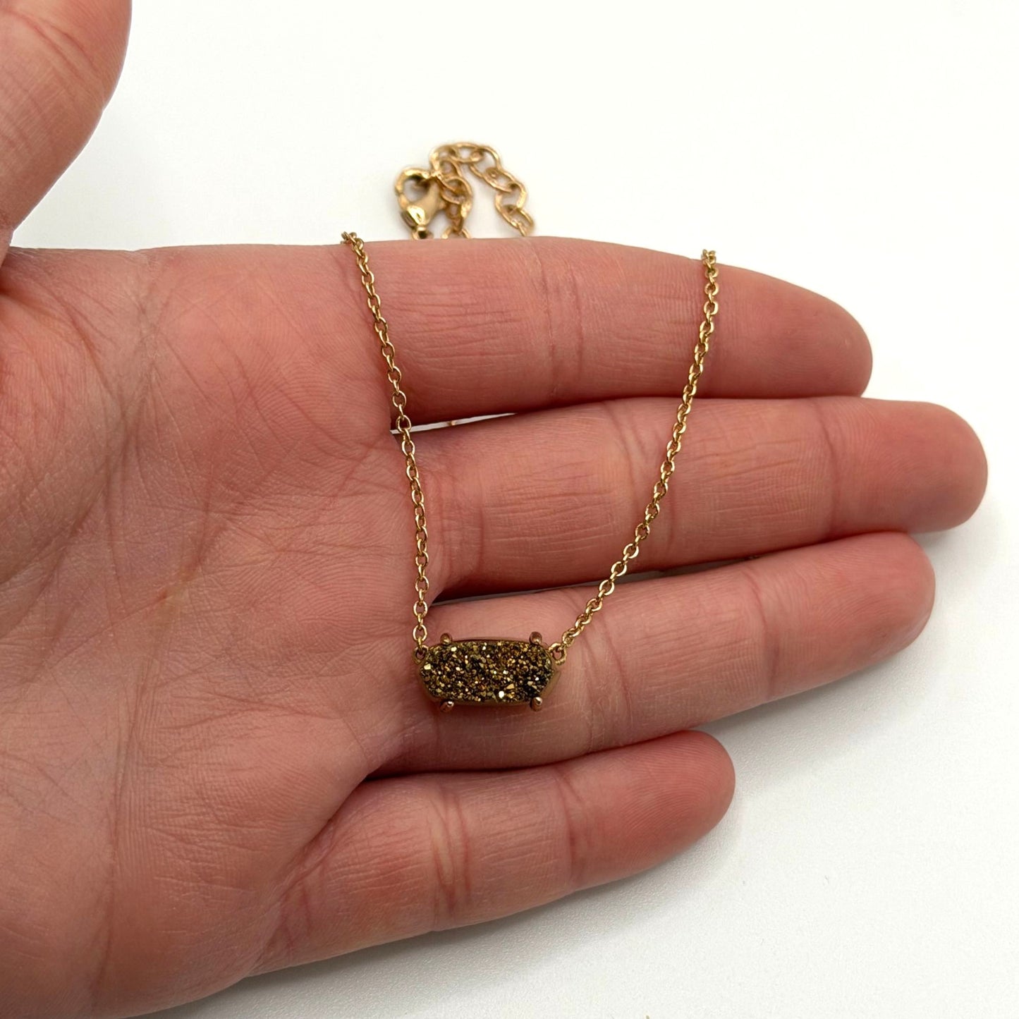 Kendra Scott Elisa Gold Drusy Pendant Necklace With Adjustable Chain