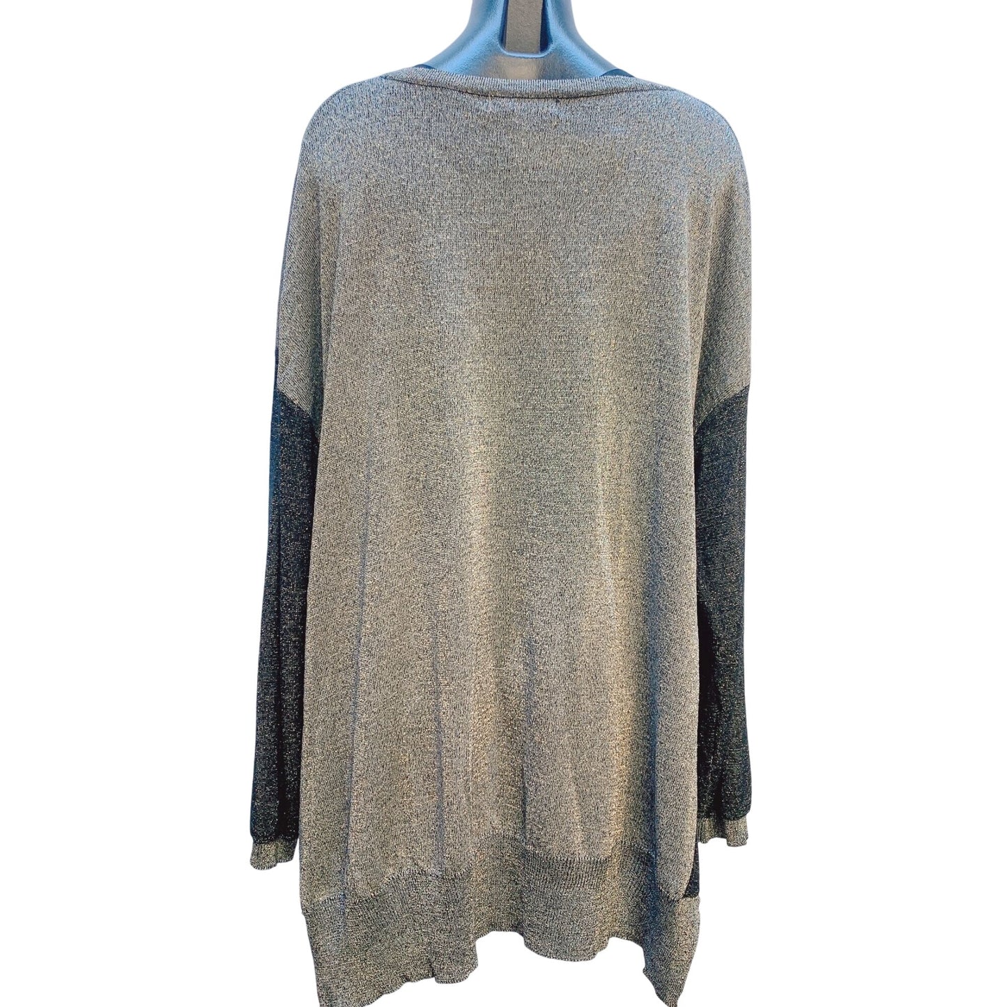 Alembika Metallic Knit Sweater Gray Black Size M