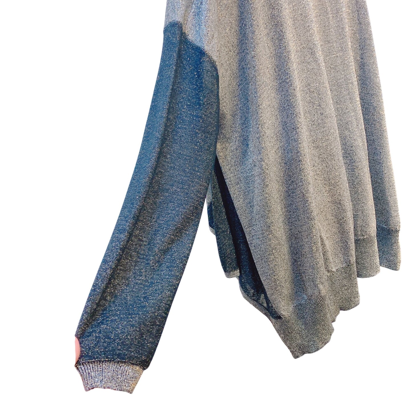 Alembika Metallic Knit Sweater Gray Black Size M
