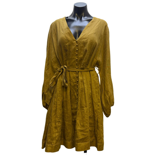 NWT Banana Republic V-Neck Olive Dress With Button Front Long Sleeve Size 16