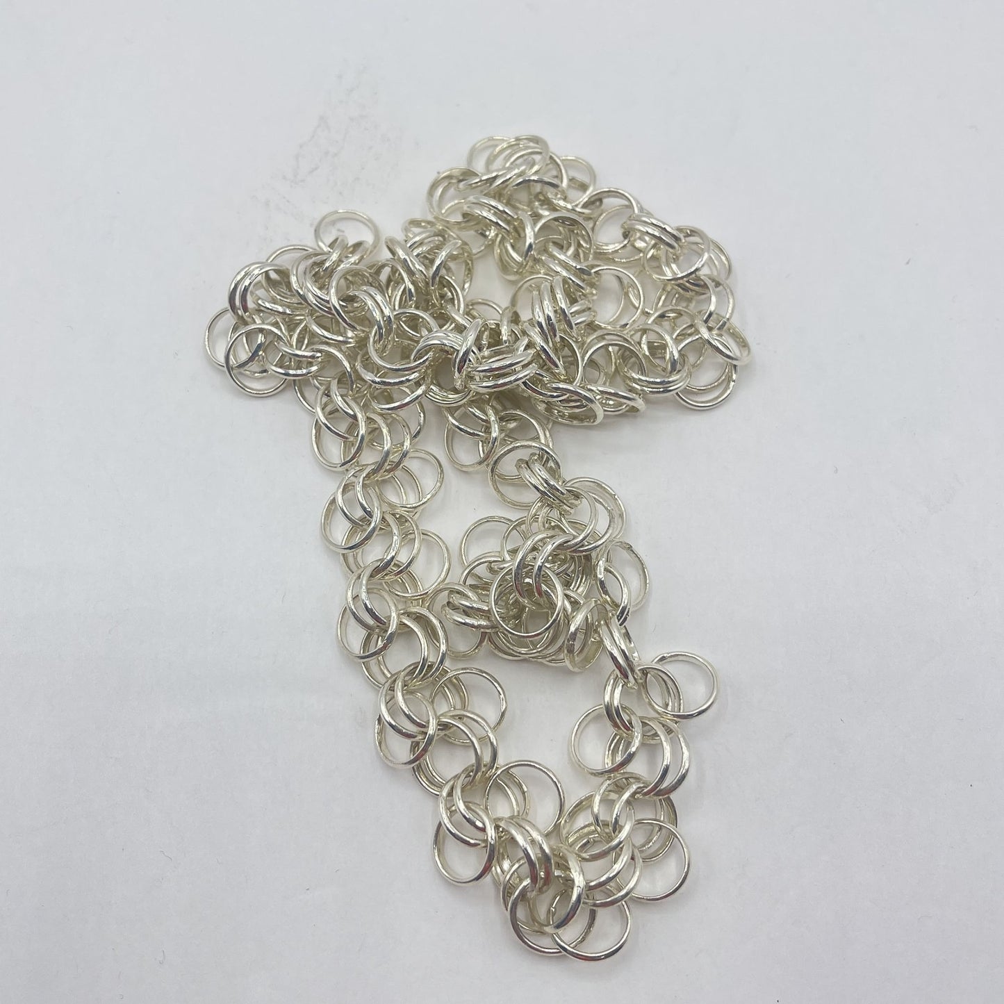 925 Sterling Silver Zig Zag Chainmaille Chain Ladies Necklace