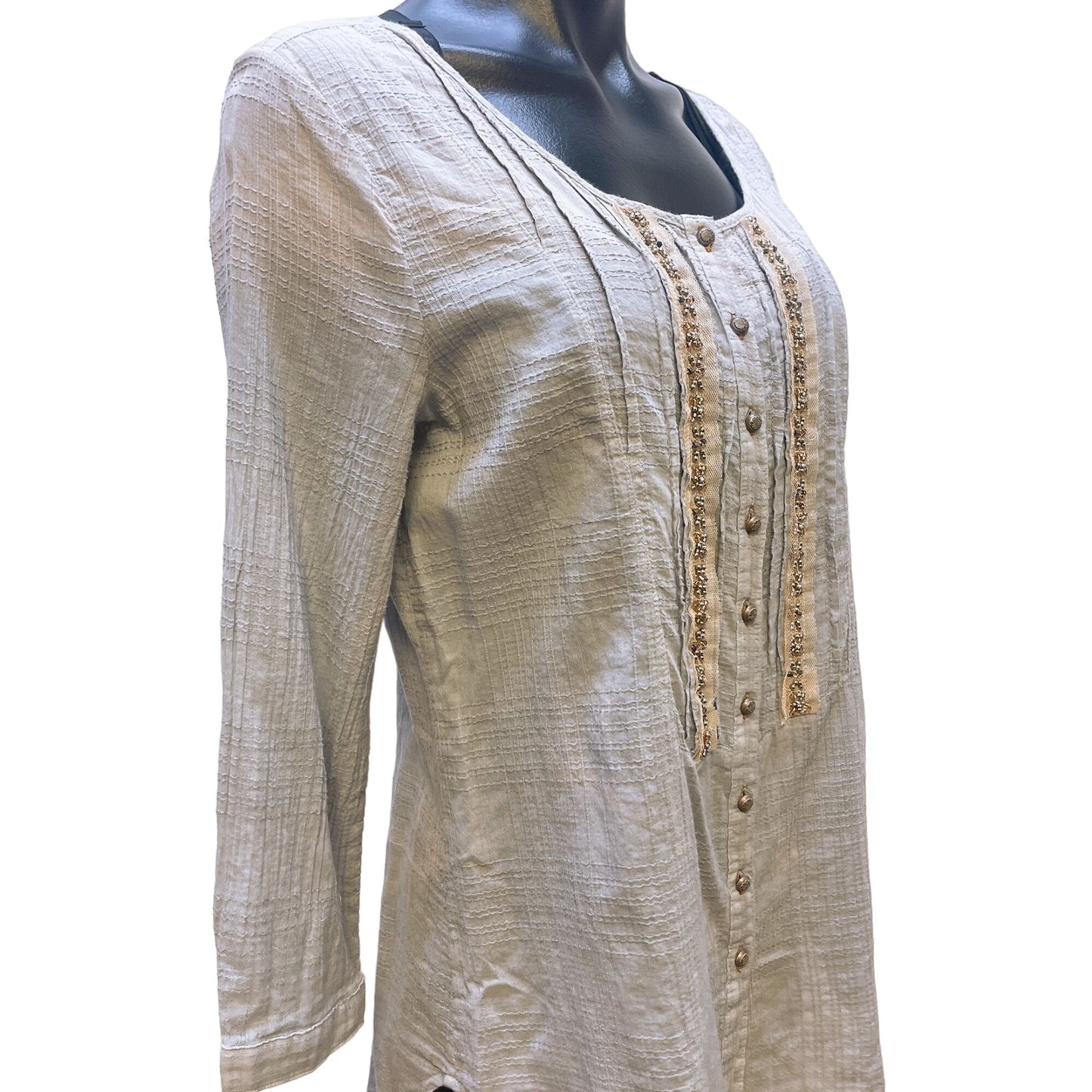 *NWT Aratta Silent Journey Gray Embellished Blouse Small