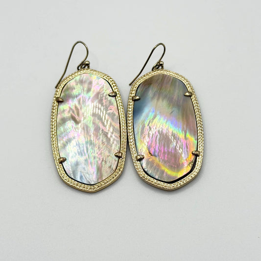 Kendra Scott Abalone Shell Gold Drop Earrings Oval Shape