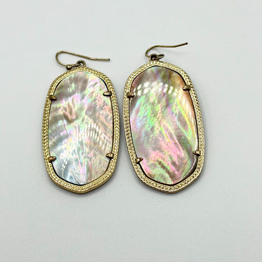 Kendra Scott Abalone Shell Gold Drop Earrings Oval Shape