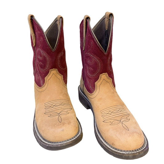 *Ariat Brown & Red Western Boots Size 9