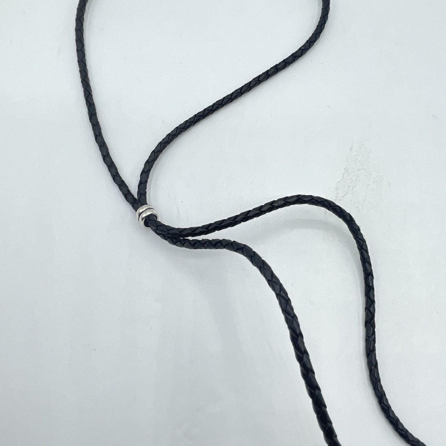 Brighton Black Braided Leather Necklace With Silver Celtic Knot Pendant & Adjustable Clasp