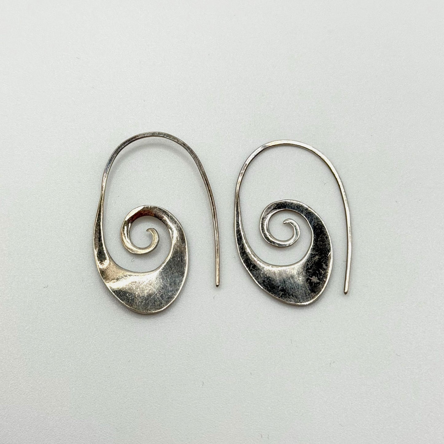 Sterling Silver 925 Spiral Hook Earrings Minimalist Boho Design Lightweight Handmade Jewelry For Women