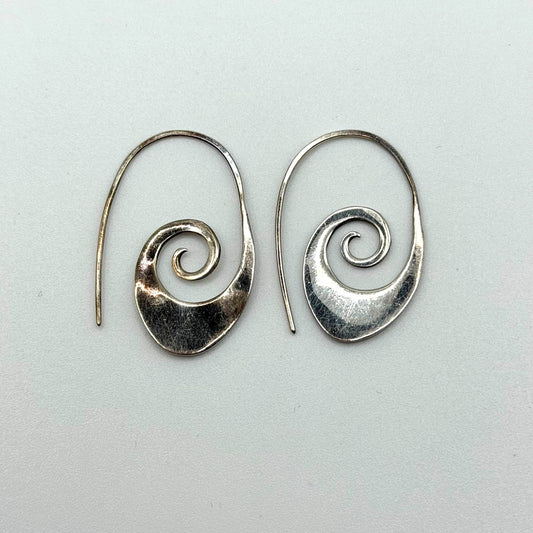 Sterling Silver 925 Spiral Hook Earrings Minimalist Boho Design Lightweight Handmade Jewelry For Women