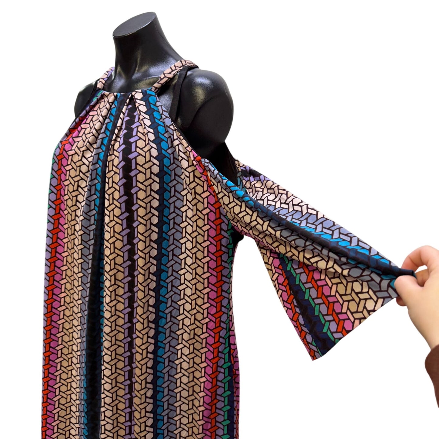 Trina Turk Multi-Color Geometric Print Halter Blouse XL