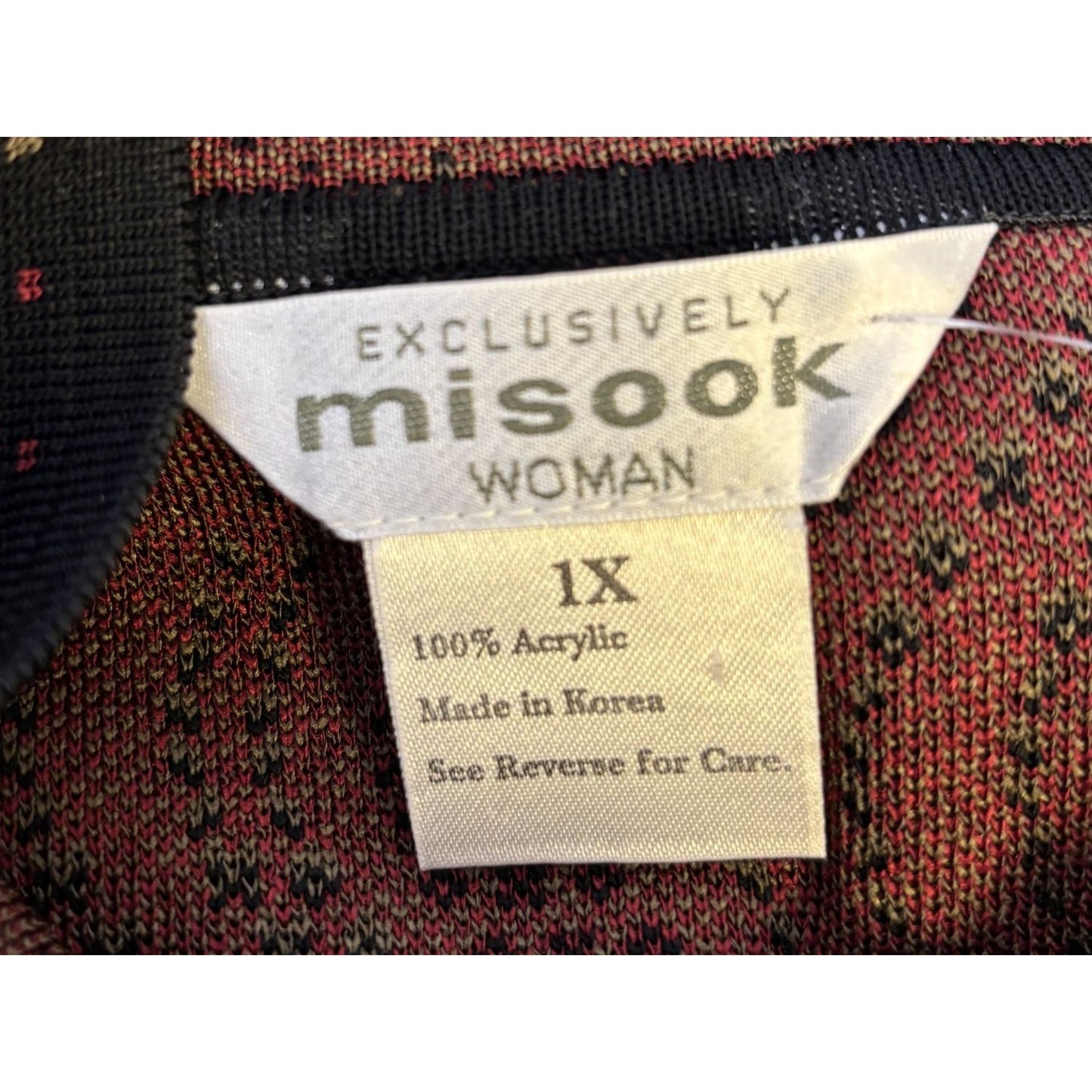 Misook Knit Print Coat Black & Red 1X