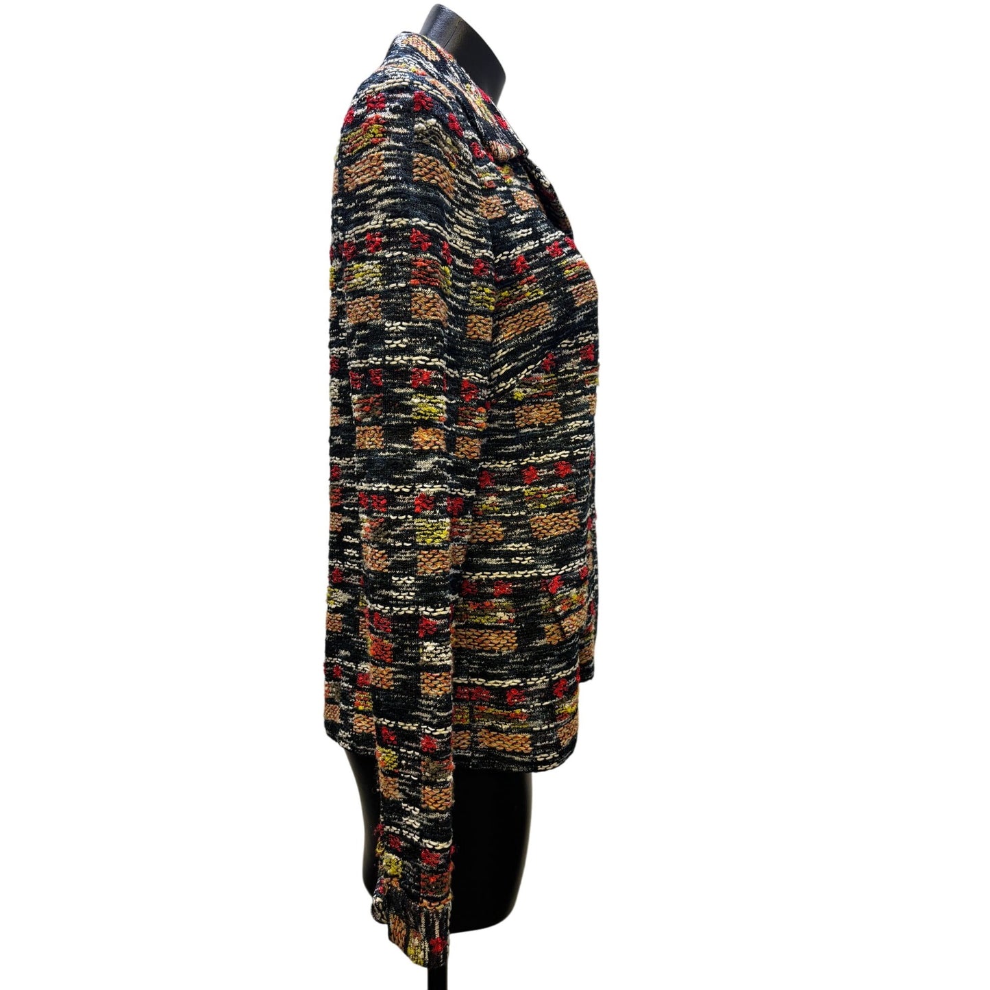 St. John Tweed Jacket Zip Front Multicolor Blue Red Size 4