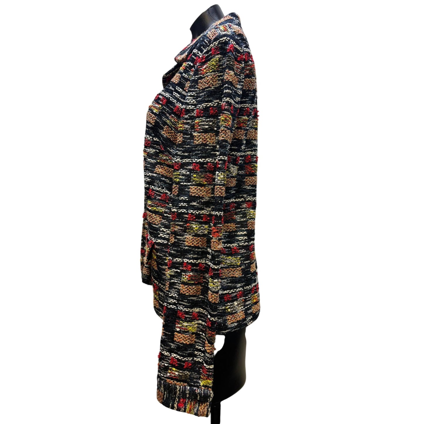 St. John Tweed Jacket Zip Front Multicolor Blue Red Size 4