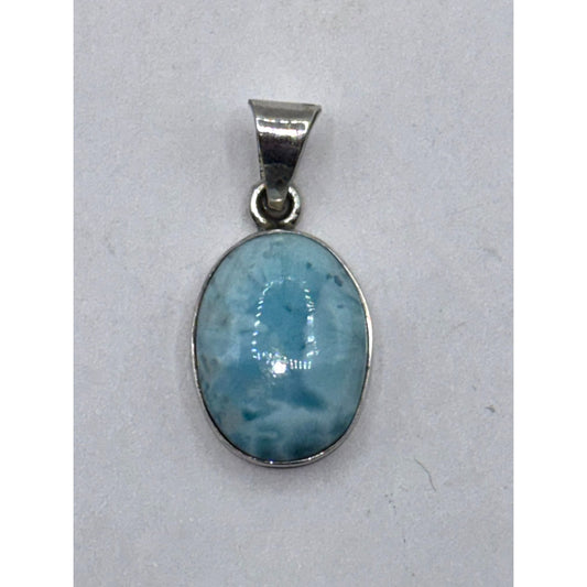 Larimar & Sterling Silver 925 Oval Pendant