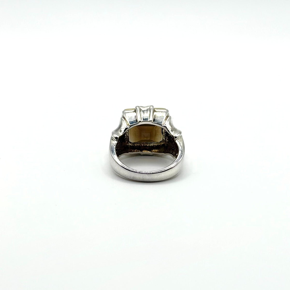 ALON DILLER 925 Sterling Silver Two-Tone Smoky Quartz Vintage Ring 7.5