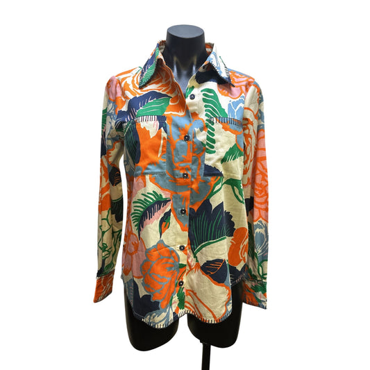 NWT Figue Vintage Multicolor Floral Print Button-Up Size 4