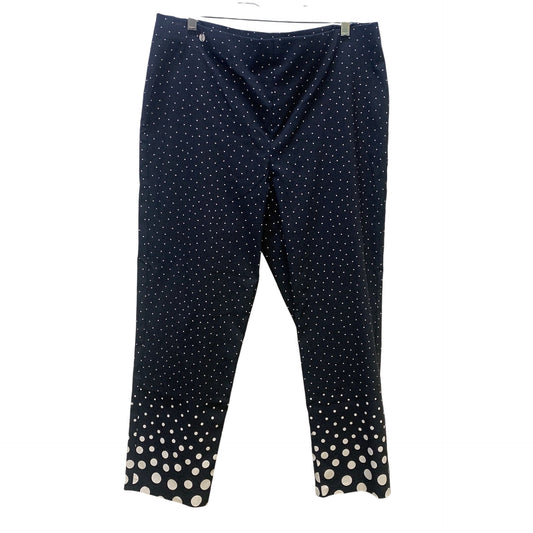 NWT Joseph Ribkoff Black & White Polka Dot Straight Pants, Size 16