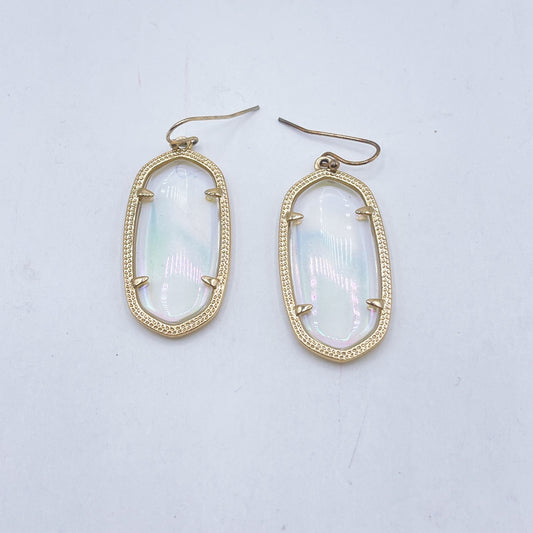 Kendra Scott Gold-Plated Oval Drop Earrings W/ Iridescent Glass Stones