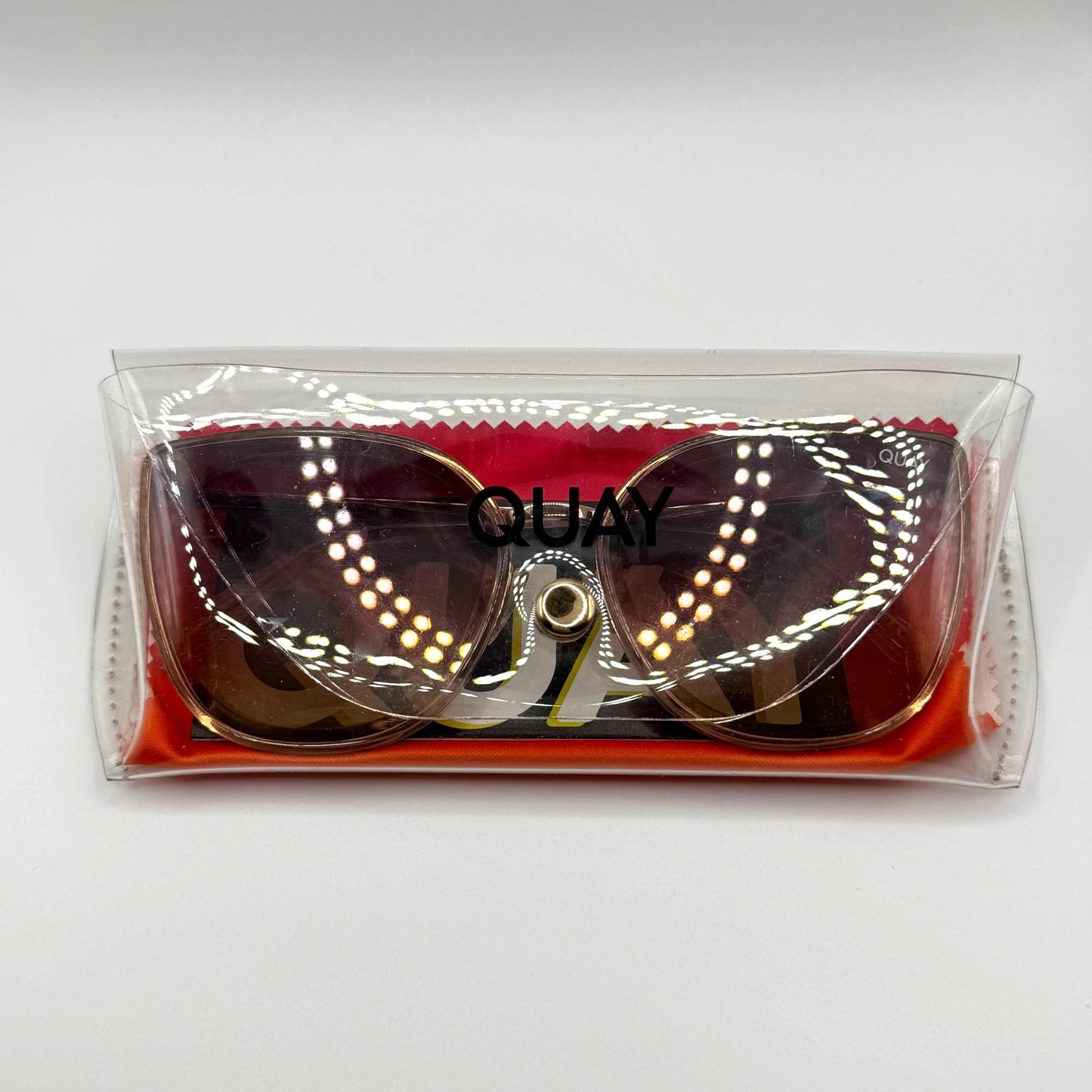 Quay Gradient Oversized Sunglasses With Rose Gold Frame & Case