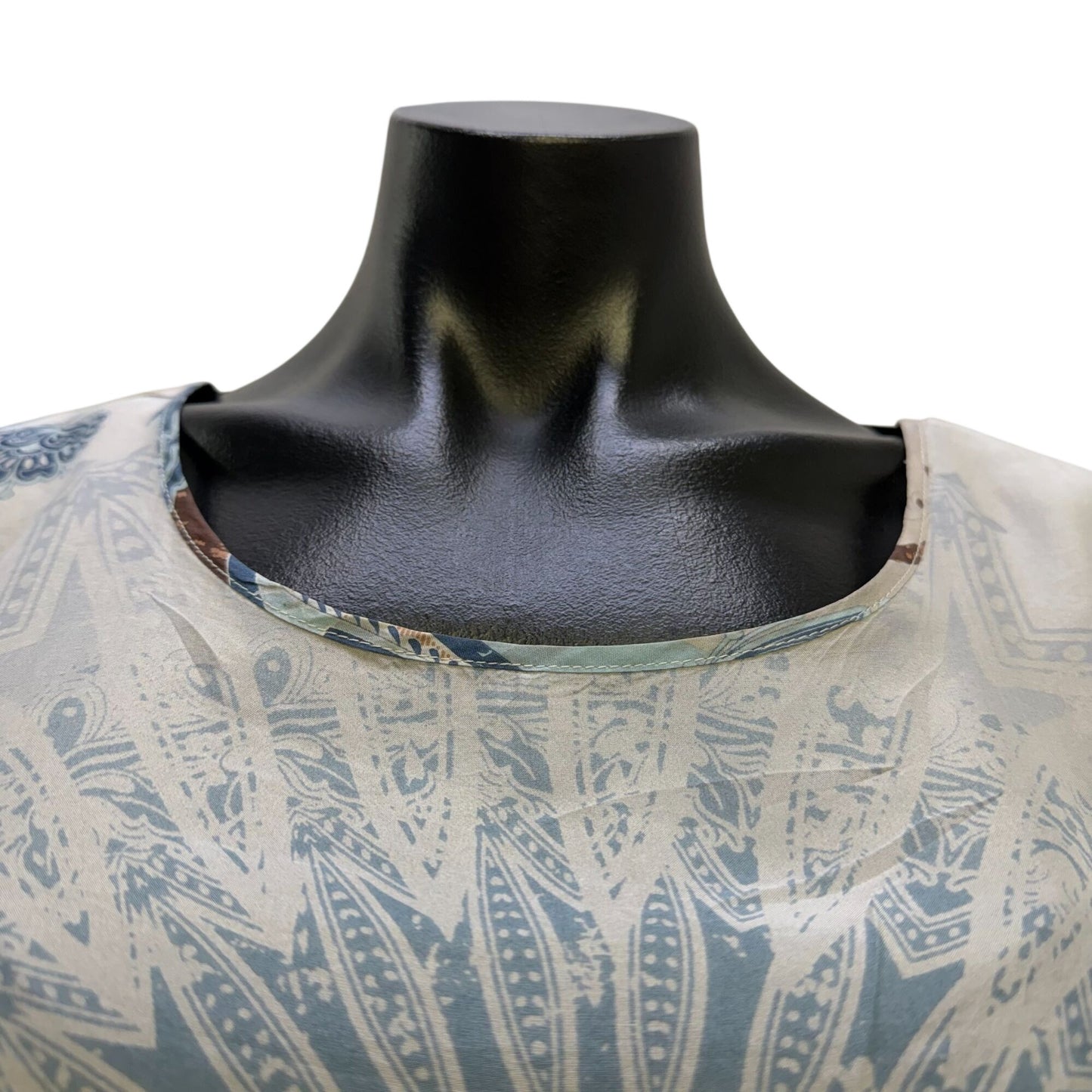 Johnny Was  Blue & Brown Tunic Top Short Sleeves Size S