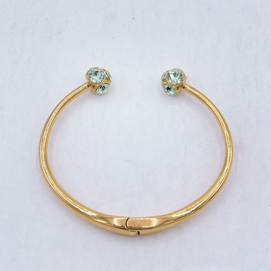 Kate Spade Gold Blue Cyrstals Open Bangle Bracelet Medium