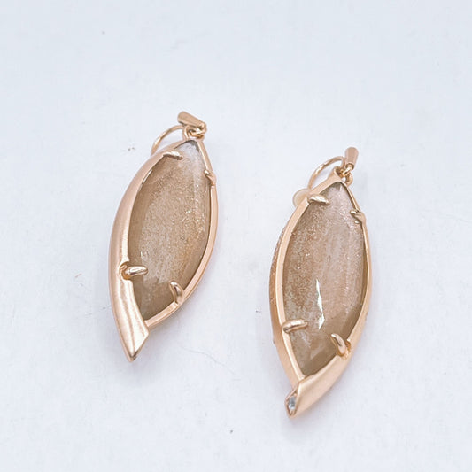 Kendra Scott Oval Teardrop Sparkle Amber Gold Dangle Earrings
