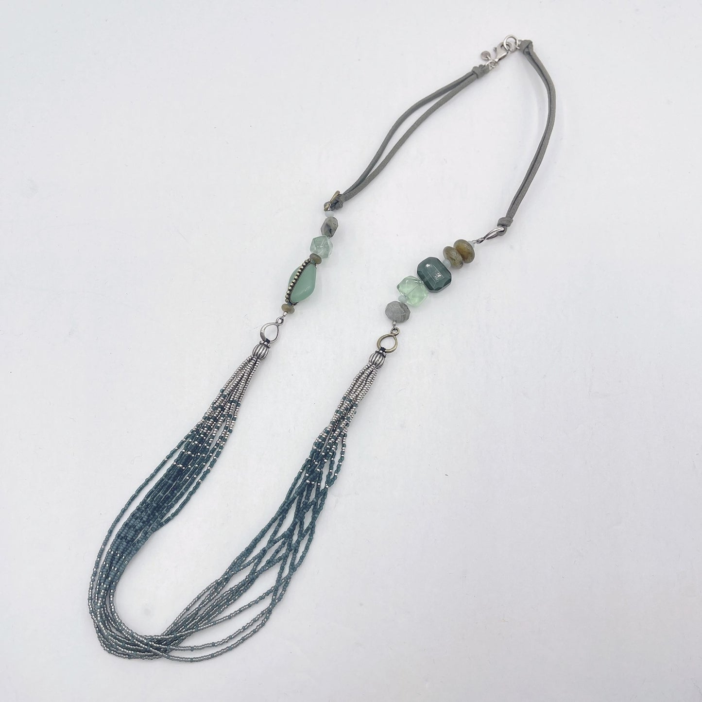 Silpada Green Beaded Leather Chain Necklace Medium